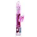 Класичний вібратор кролик з ротацією Throbbing Butterfly Rotating Vibrator Pink, 29 см