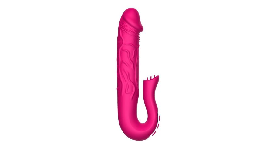 Оригінальний реалістичний hi-tech вібратор подвійної дії - Realistic Tongue Stimulating Dildo Vibrator