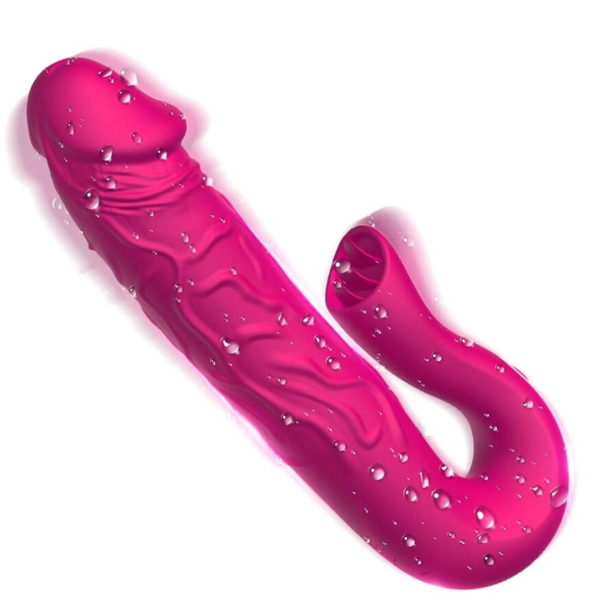 Оригінальний реалістичний hi-tech вібратор подвійної дії - Realistic Tongue Stimulating Dildo Vibrator