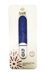 Роскошный вибратор с выпуклыми ребрышками для стимуляции AMOR BIG VIBRATOR BRUCE Blue (Приложение НЕ Функционирует!)