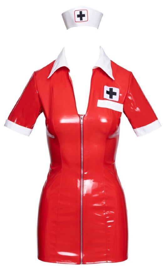Костюм медсестры красный Vinyl Nurse red XL