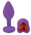 Силиконовая анальная пробка EGZO - Silicone Violet Heart Plug Red, size S