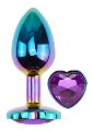 Анальная пробка с кристаллом EGZO - Multicolor Heart Plug Purple size M