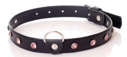 Нашийник зі штучної шкіри з кристалами Fetish Boss Series - Collar Pink Crystal, BS3300120