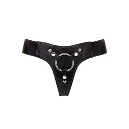 REA047 Трусики для страпона Ouch!, кожаные, черные, One Size