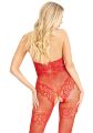 Бодистокинг Leg Avenue Rhinestone Lace and Net, One Size, красный, со стразами, открытый доступ