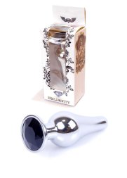 Анальная пробка - Jewellery Silver Long Plug Black