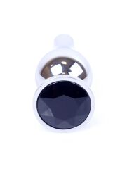 Анальная пробка - Jewellery Silver Long Plug Black