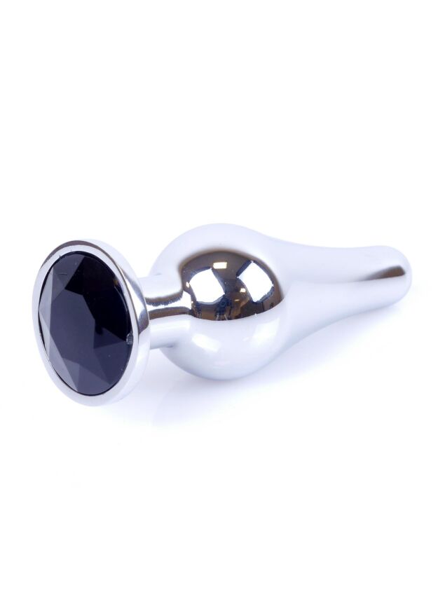 Анальна пробка - Jewellery Silver Long Plug Black