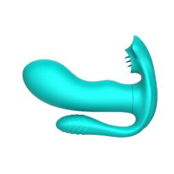 Вибромассажер с анальным и клиторальным стимулятором Boys of Toys - Tongue triple Stimulator GREEN, BS561001-5