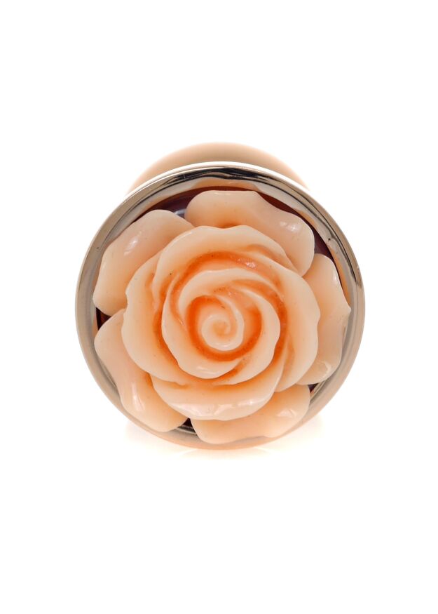 Анальная пробка с оранжевой розочкой Plug-Jewellery Red Gold PLUG ROSE- Peach