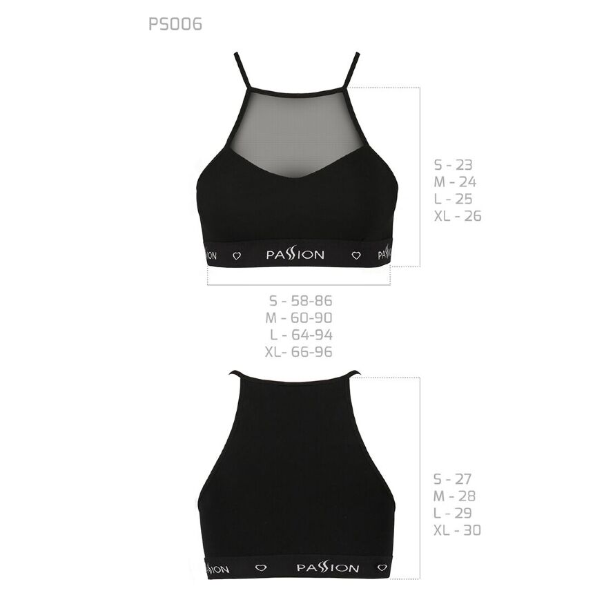 Спортивный топ с прозрачной вставкой PS006 TOP black M - Passion