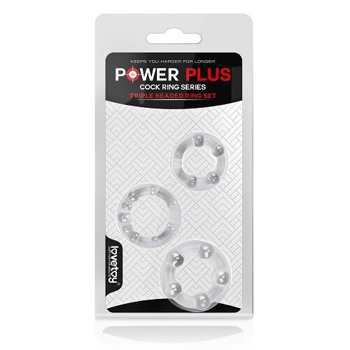 Набір прозорих ерекційних кілець - Power Plus Triple Beaded Ring Set Clear