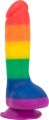 Радужный фаллоимитатор ADDICTION - JUSTIN - 8" - RAINBOW, 20,3 см, силикон, вибропуля в подарок