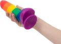 Радужный фаллоимитатор ADDICTION - JUSTIN - 8" - RAINBOW, 20,3 см, силикон, вибропуля в подарок