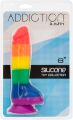 Радужный фаллоимитатор ADDICTION - JUSTIN - 8" - RAINBOW, 20,3 см, силикон, вибропуля в подарок