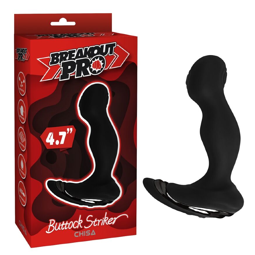 Масажер простати чорного кольору  BreakOut Pro Buttock Striker 4.7"
