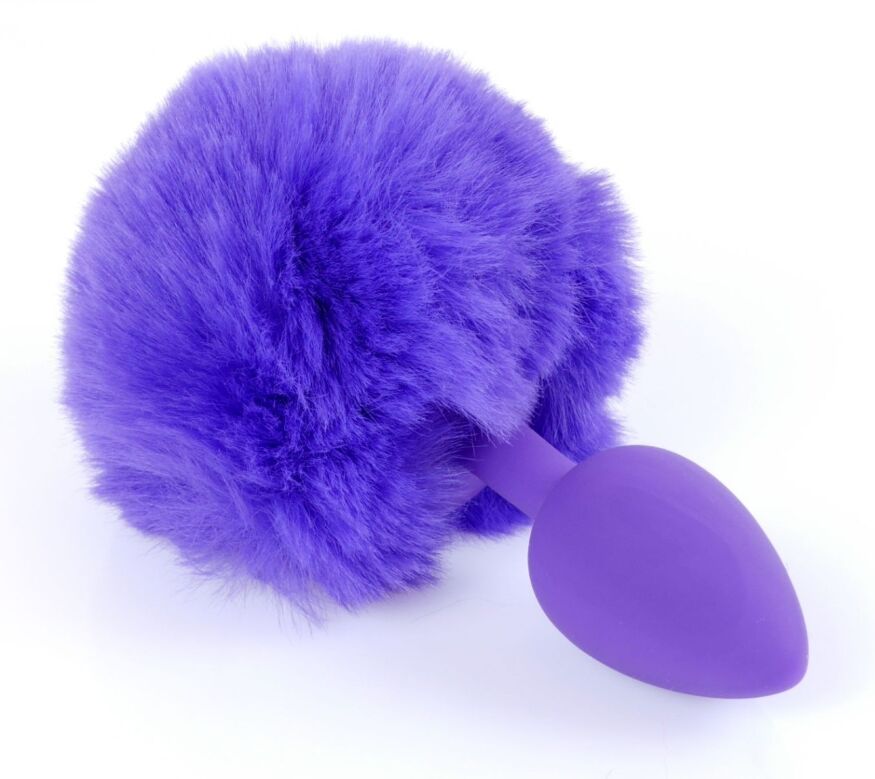 Анальная пробка ( размер S ) с хвостом Boss Series - Silicon PLUG Bunny Tail Purple, BS6400101