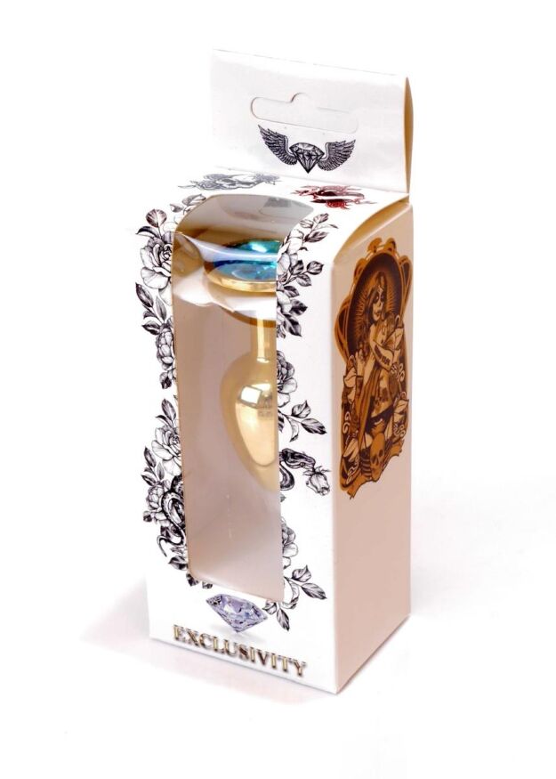 Анальна пробка - Jewellery Gold Plug Light Blue