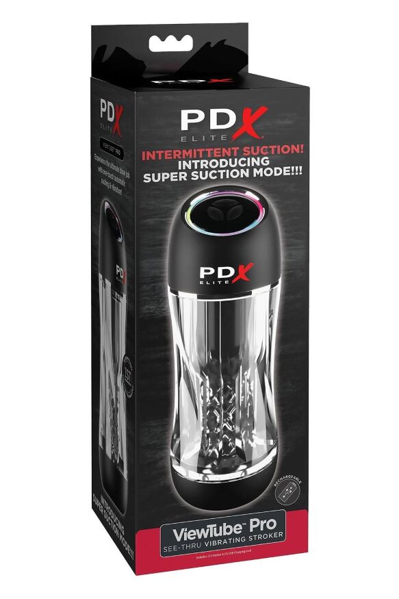 Мастурбатор Pipedream PDX Elit Viewtube Pro Clear с вибрацией и вакуумом, 23 см