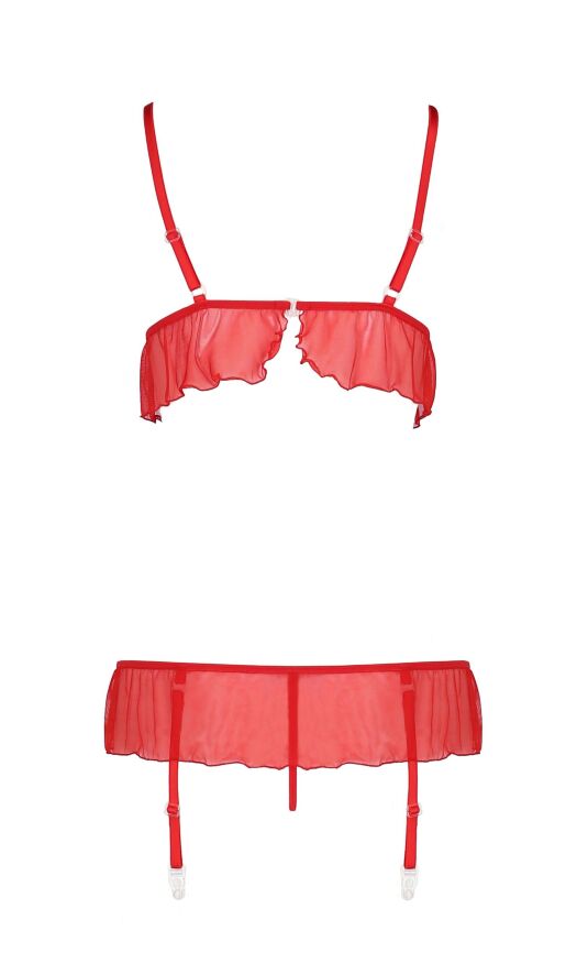 Комплект білизни з поясом для панчіх FABIANA SET red S/M - Passion