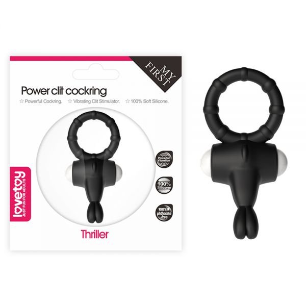 Ерекційне віброкільце Power Clit Cockring, Black