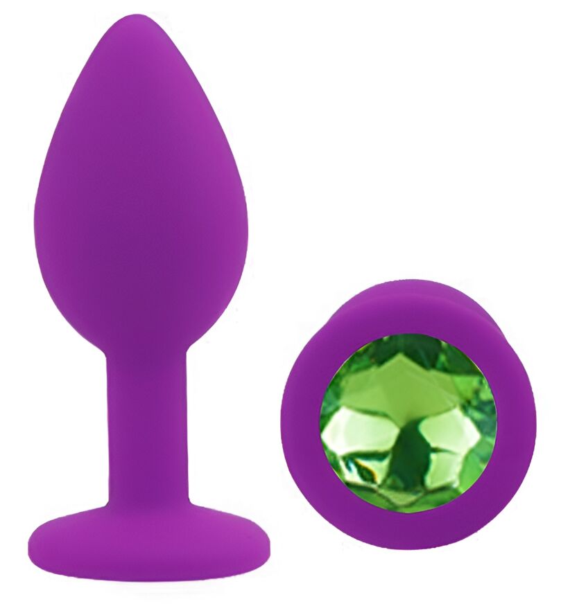 Силиконовая анальная пробка EGZO - Silicone Purple Round Plug Green, size S