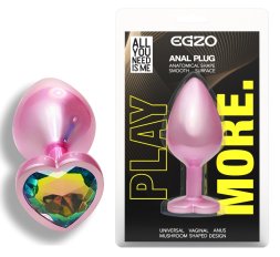 Анальна пробка з кристалом EGZO - Pink Perl Heart Plug Rainbow, size S