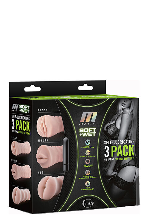 Набор мастурбаторов с вибрацией Blush M FOR MEN 3PACK VIBRATING SLEEVE KIT