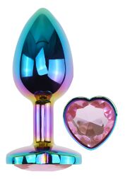 Анальная пробка с кристаллом EGZO - Multicolor Heart Plug Pink size M