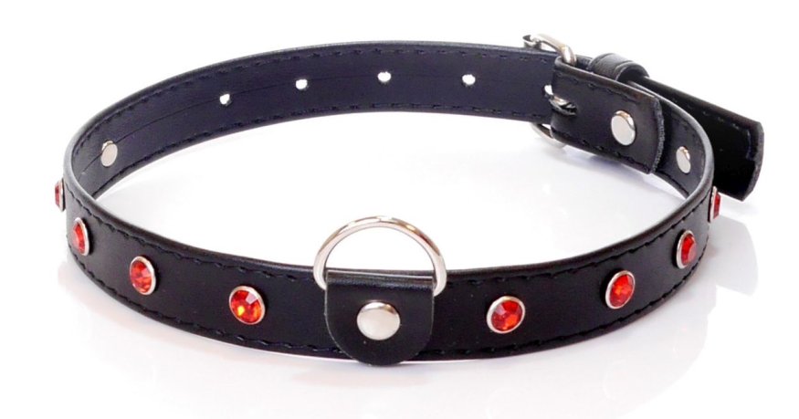 Нашийник зі штучної шкіри з кристалами Fetish Boss Series - Collar Red Crystal, BS3300121