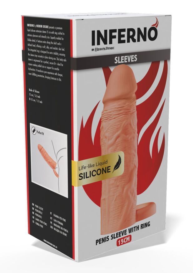 Насадка на пенис с эрекционным кольцом Hidden Desire INFERNO, 15 × 4,5 см