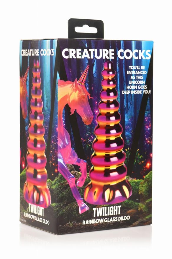 Фаллоимитатор рог единорога Creature Cocks Twilight Rainbow Glass Dildo