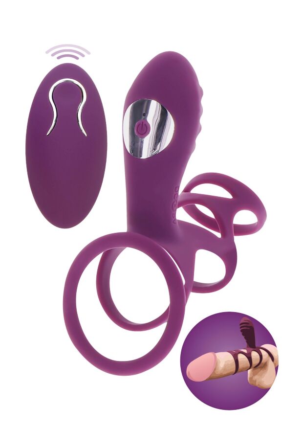 Эрекционное вибро кольцо ToyJoy Halo Halo C-Ring Sleeve с клиторальным отростком, фиолетовое