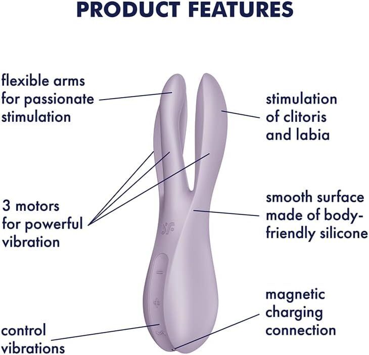 Клиторальный вибратор Satisfyer Threesome 2 Violet, 3 гибкие пальчики, 3 мотора
