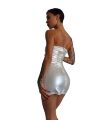 Мини платье D&amp;A, M, white, nylon-lycra открытые плечи с молнией на всю длину