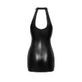 Соблазнительное виниловое мини-платье M F278 Noir Handmade, с молнией, черное