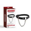 Ошейник с декоративным сердцем и серебристой цепочкой Chisa BEHAVE! Luxury Fetish черный
