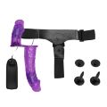 Подвійний страпон із вібрацією фіолетовий - Ultra Passionate Harness Dual Vibration Purple