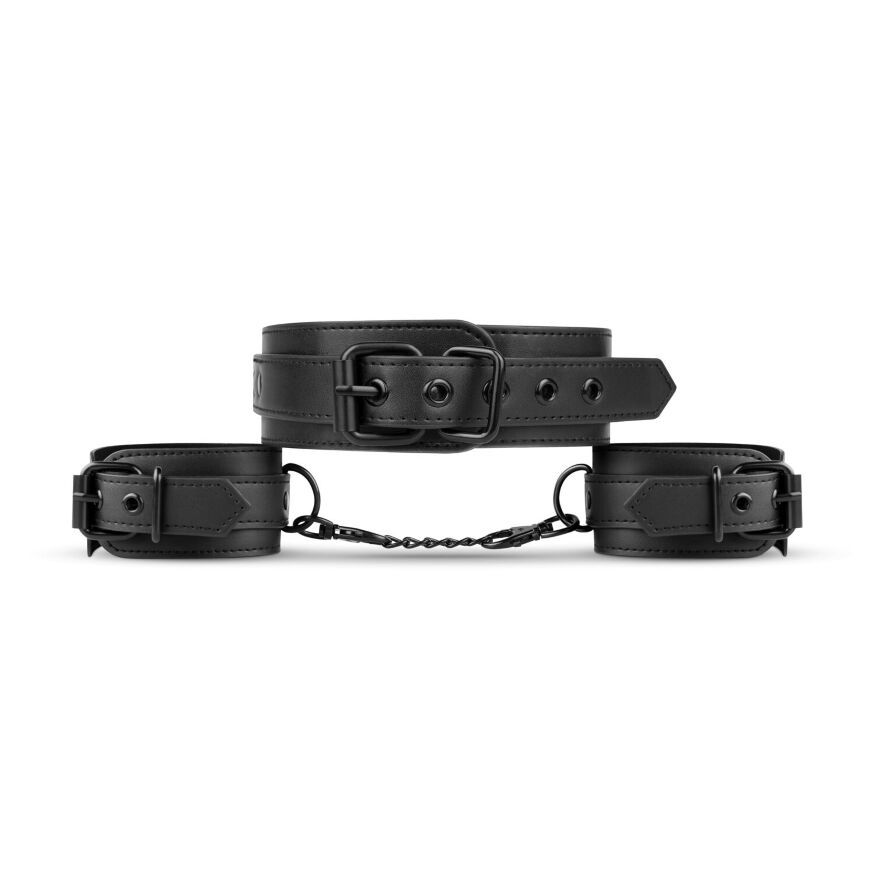 Наручники з нашийником Bedroom Fantasies: Collar &amp; Wrist Cuffs, чорні
