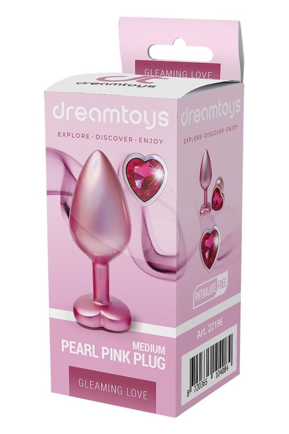 Анальная пробка розовая Dream Toys Gleaming Love с декоративным камнем, М
