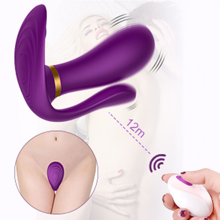 Вибромассажер с анальным и клиторальным стимулятором, и подогревом Boys of Toys - Remote wearable vibrator PURPLE, BS561007-2