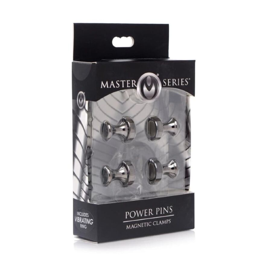 Затискачі для сосків XR Brands Power Pins магнітні, чорні, 2 х 1.5 см