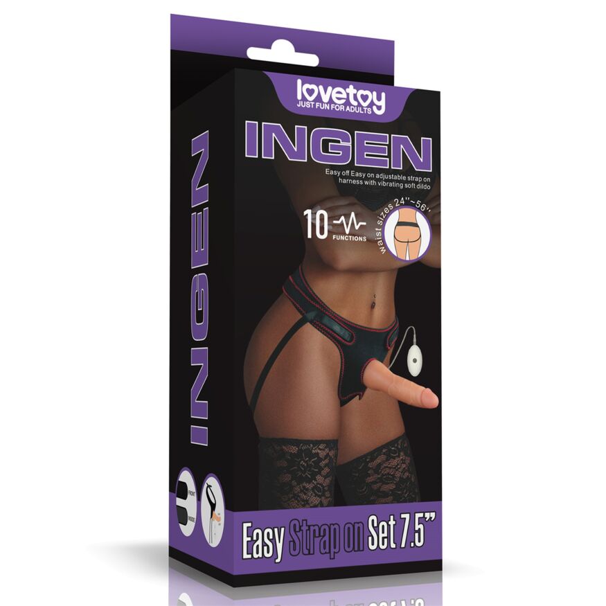 Страпон з вібрацією - Ingen Easy Strap-On Set 7.5" With Vibration