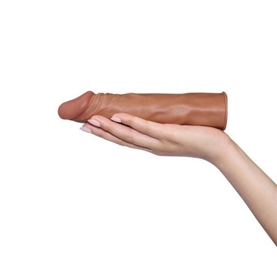 Удлинительная насадка на пенис коричневого цвета Pleasure X-Tender Penis Sleeve Add 2" Brown