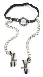 Кляп з затискачами для сосків O-Ring Gag with Nipple Clamps