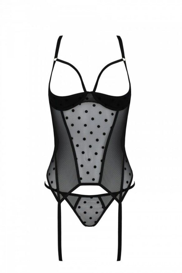 Корсет Passion MARINA CORSET, L/XL, black, з відкритими чашками