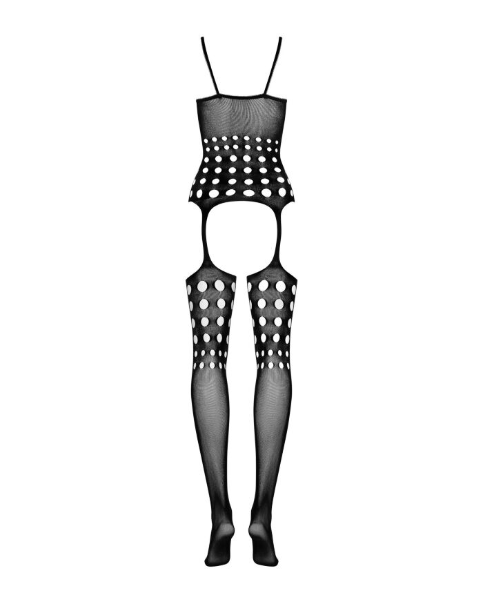 (SALE) Бодістокінг Obsessive Bodystocking G310 S/M/L, топ, панчохи, підв’язки, круглі вирізи