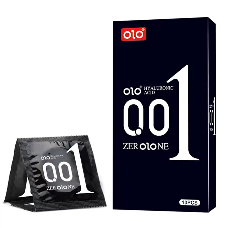 Ароматизированные ультратонкие презервативы с гиалуроновой кислотой OLO - ZER OLO NE BLACK 001, 10 шт