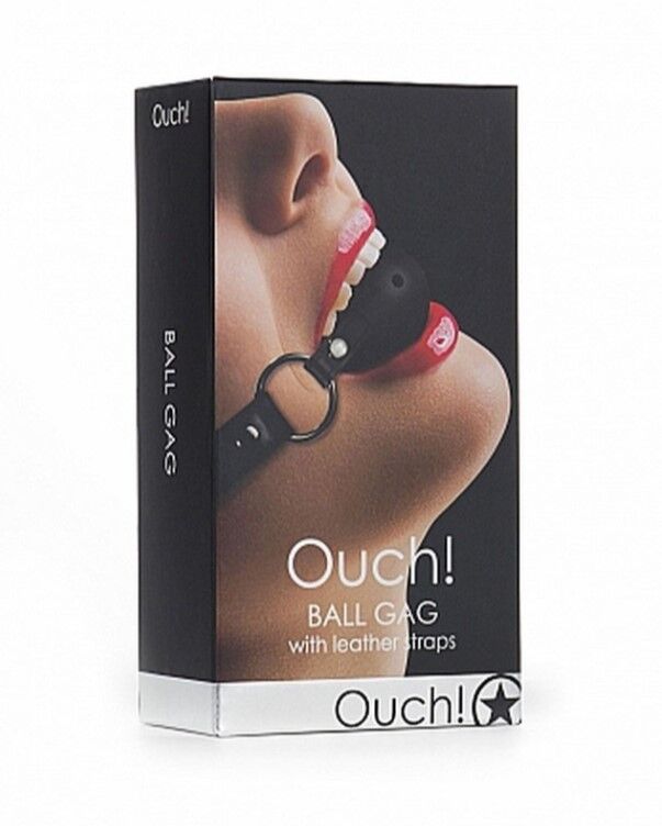Кляп - Ouch! Ball Gag With Leather Straps Black